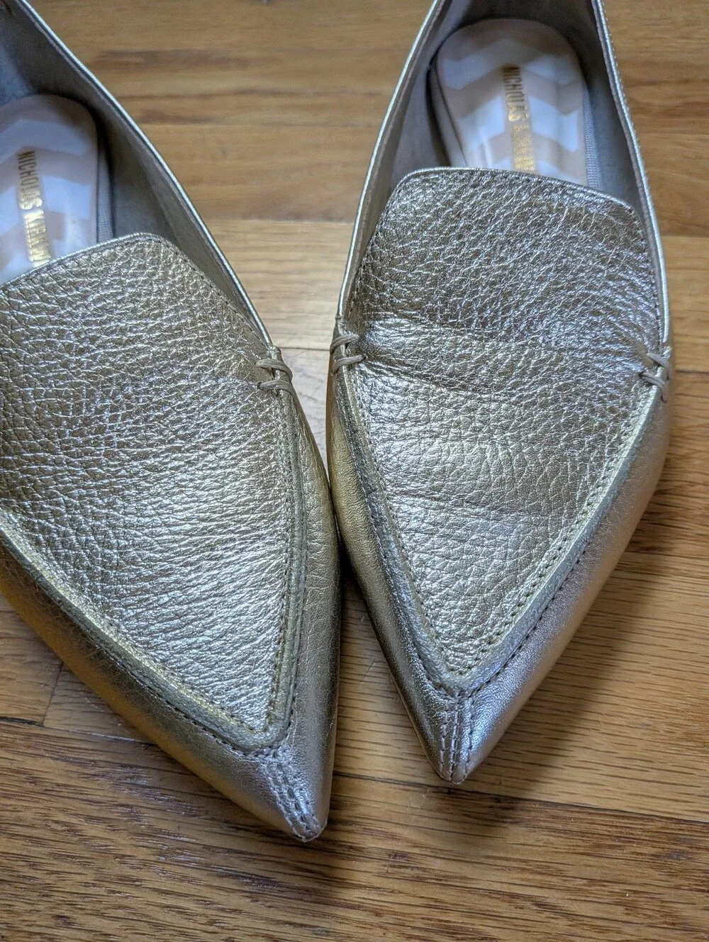 Nicholas Kirkwood Champaign Gold Leather Flats